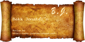 Bekk Jonatán névjegykártya